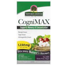 Когнітивний комплекс, підтримка пам'яті та мозку, CogniMax, Nature's Answer, 60 вегетаріанських капсул