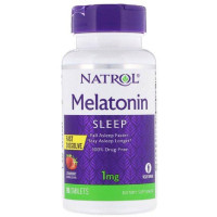 Мелатонин, 1 мг, смак полуниці, Melatonin, Fast Dissolve, Natrol, 90 таблеток