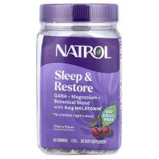 Здоровий сон та відновлення, з мелатоніном, смак вишні, Sleep & Restore, Natrol, 60 жувальних цукерок