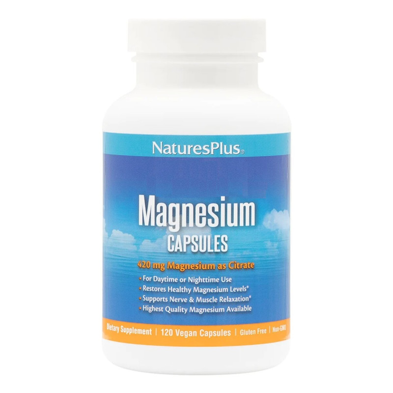 Магний 420 мг, Natures Plus, 120 вегетарианских капсул
