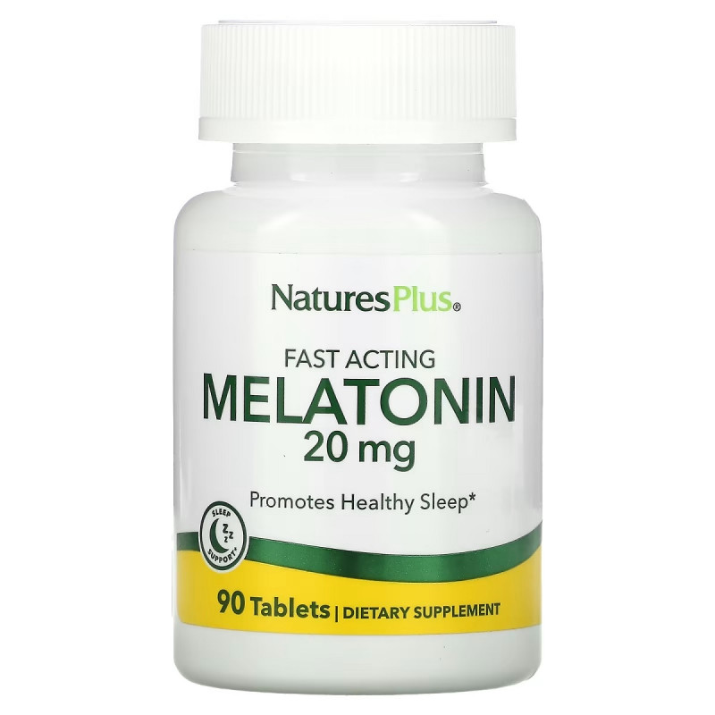 Мелатонин Быстродействующий, 20 мг, Fast Acting Melatonin, Natures Plus, 90 таблеток
