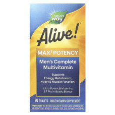 Мультивитамины для мужчин Alive! Max3 Potency, мультвитамины для мужчин, Nature's Way, 90 таблеток