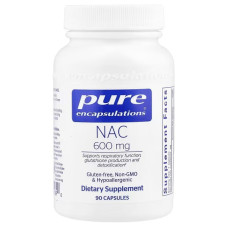 NAC (N-Ацетил-L-Цистеїн), 500 мг, NAC, Pure Encapsulations, 90 капсул