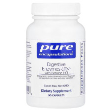 Травні ферменти Ультра з бетаїном гідрохлоридом, Digestive Enzymes Ultra With Betaine HCl, Pure Encapsulations, 90 капсул