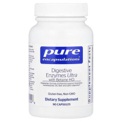 Травні ферменти Ультра з бетаїном гідрохлоридом, Digestive Enzymes Ultra With Betaine HCl, Pure Encapsulations, 90 капсул