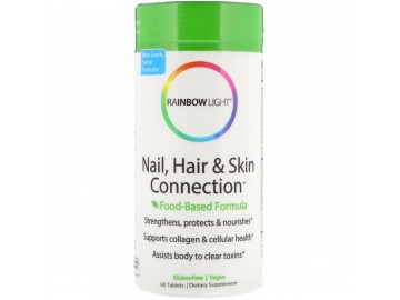 Вітаміни для нігтів, волосся та шкіри, Nail, Hair & Skin Connection, Food-Based Formula, Rainbow Light, 60 таблеток