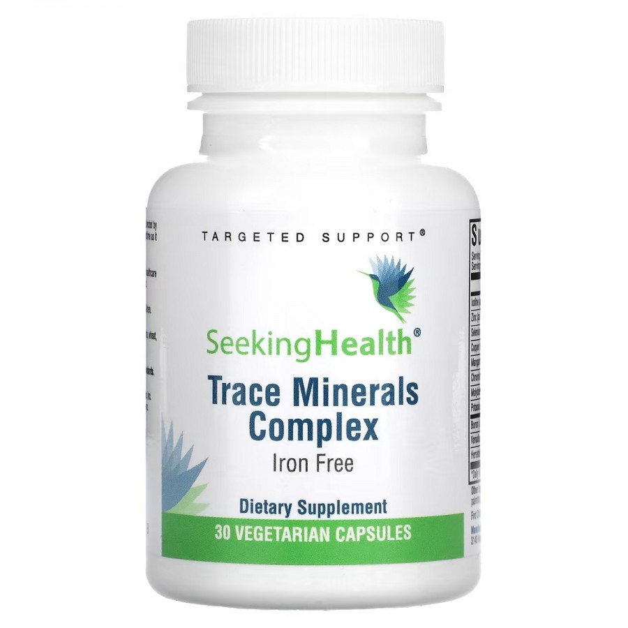 Комплекс мікроелементів без заліза, Trace Minerals Complex, Iron Free, Seeking Health, 30 вегетаріанських капсул