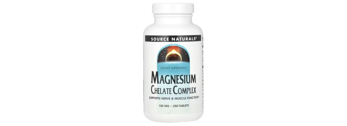 Магний Хелат, 100 мг, Magnesium Chelate Complex, Source Naturals, 250 таблеток