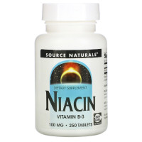 Ниацин (В3) 100мг, Source Naturals, 250 таблеток