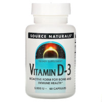 Витамин D3 5000 МО, Vitamin D3, Source Naturals, 60 капсул