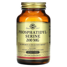 Фосфатидилсерин, 200 мг, Phosphatidylserine, Solgar, 60 гелевых капсул