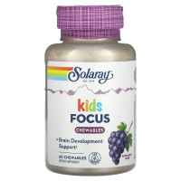 Поддержка детской концентрации, вкус винограда, Kids Focus, Solaray, 60 жевательных таблеток