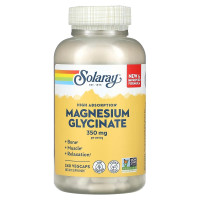Магний Глицинат высокой усвояемости, 350 мг, High Absorption Magnesium Glycinate, Solaray, 240 вегетарианских капсул