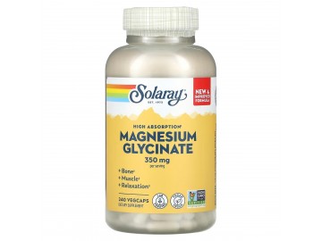 Магній Гліцинат високої засвоюваності, 350 мг, High Absorption Magnesium Glycinate, Solaray, 240 вегетаріанських капсул