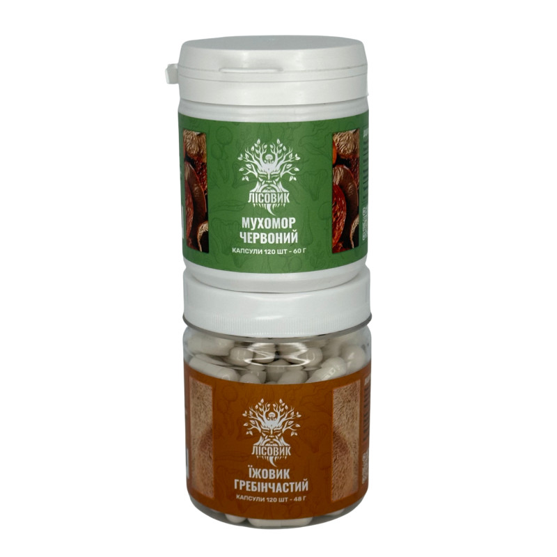 Курс Антистрес: Мухомор та Їжовик (2 місяці), "Лісовик", 240 капсул