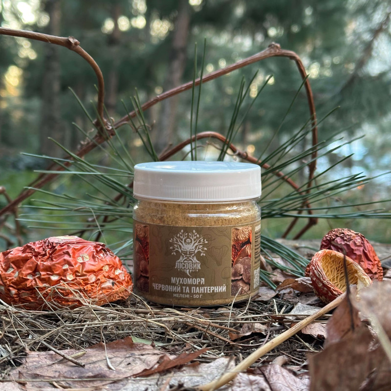 Микс мухомора красного и пантерного, молотый, "Лесовик", 50 грамм