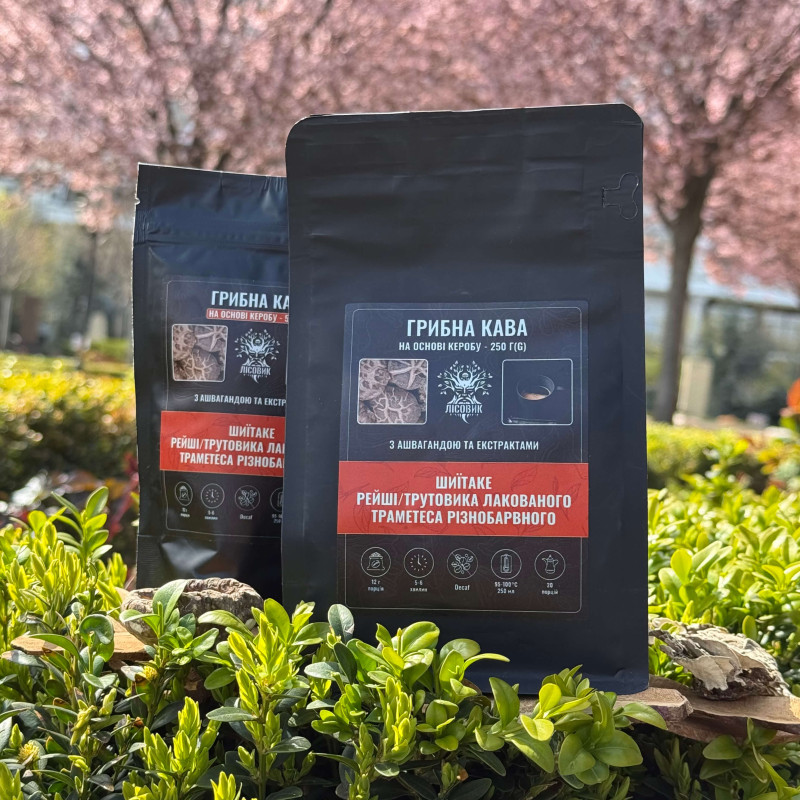 Грибна кава на основі керобу (без кофеїну), "Лісовик", 250 грам