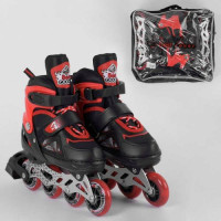 Ролики "Best Roller" (размер 30-33; цвет - КРАСНЫЙ; колеса PU, ПЕРЕДНЕЕ КОЛЕСО СВЕТ, в сумке, стелька – 17-19.5 см, d колес - 6.5 см)