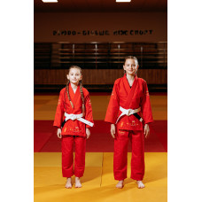 Червоне дитяче кімоно для дівчаток, джиу-джитсу, TM BUDOGI, зріст 140 см, щільність 350 гр/м.кв.