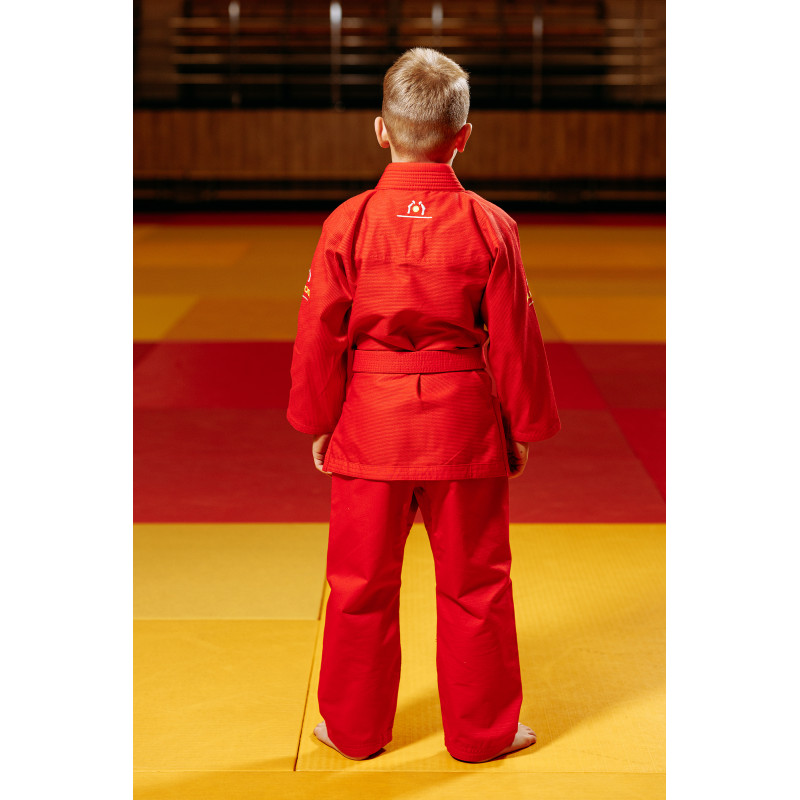 Червоне дитяче кімоно для хлопчиків, грепплінг, TM BUDOGI, зріст 150 см, щільність 350 гр/м.кв.