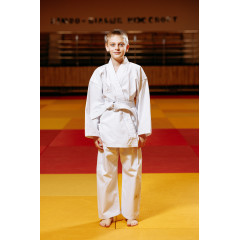 Біле дитяче кімоно для хлопчиків, рукопашний бій, TM BUDOGI, зріст 130 см, щільність 240 гр./м.кв.