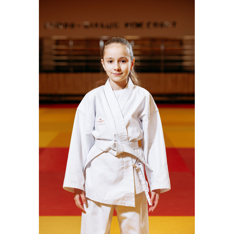 Біле дитяче кімоно для дівчаток, карате, TM BUDOGI, зріст 110 см, щільність 240 гр/м.кв.