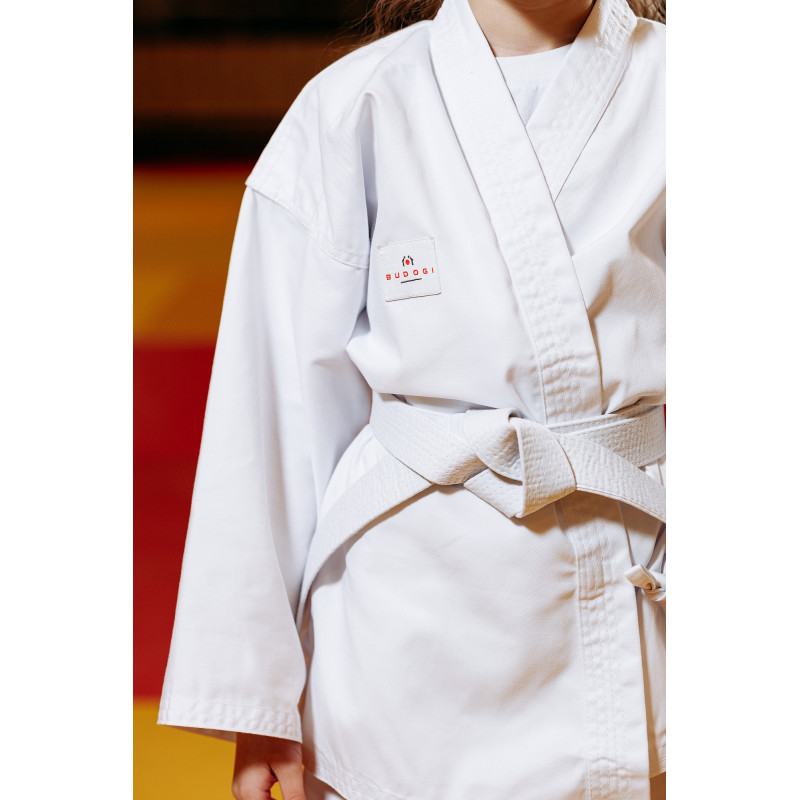 Біле дитяче кімоно для дівчаток, карате, TM BUDOGI, зріст 110 см, щільність 240 гр/м.кв.