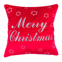 Наволочка новорічна оксамитова вишивана NOVN02RED "Merry Christmas"