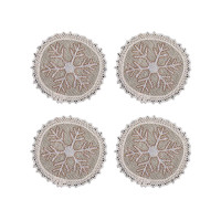 Набор салфеток гобеленовых с кружевом RED BALLS-SET4-10D Limaso