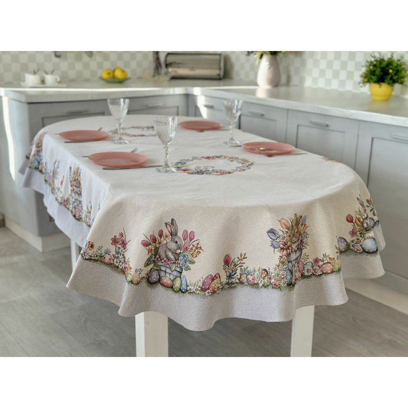 Скатертина гобеленова овальна OVAL1289GR-240 Limaso