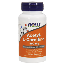 Ацетил-L-карнітин, Acetyl-L-Carnitine, Now Foods, 500 мг, 50 вегетаріанських капсул