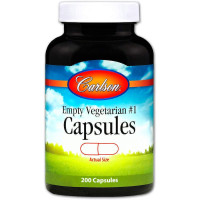 Порожні рослинні капсули №1, Empty Vegetarian #1 Capsules, Carlson, 200 шт