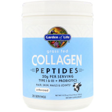 Пептиды коллагена, Grass Fed Collagen Peptides, Garden of Life, травяной откорм, без вкусовых добавок, порошок, 560 г