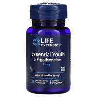 L-ерготіонеїн, Essential Youth L-Ergothioneine, Life Extension, підтримка молодості, 5 мг, 30 вегетаріанських капсул