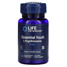 L-ерготіонеїн, Essential Youth L-Ergothioneine, Life Extension, підтримка молодості, 5 мг, 30 вегетаріанських капсул