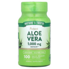 Алое Вера, Aloe Vera, Potent, Nature's Truth, 5000 мг, 100 гелевих капсул швидкого вивільнення