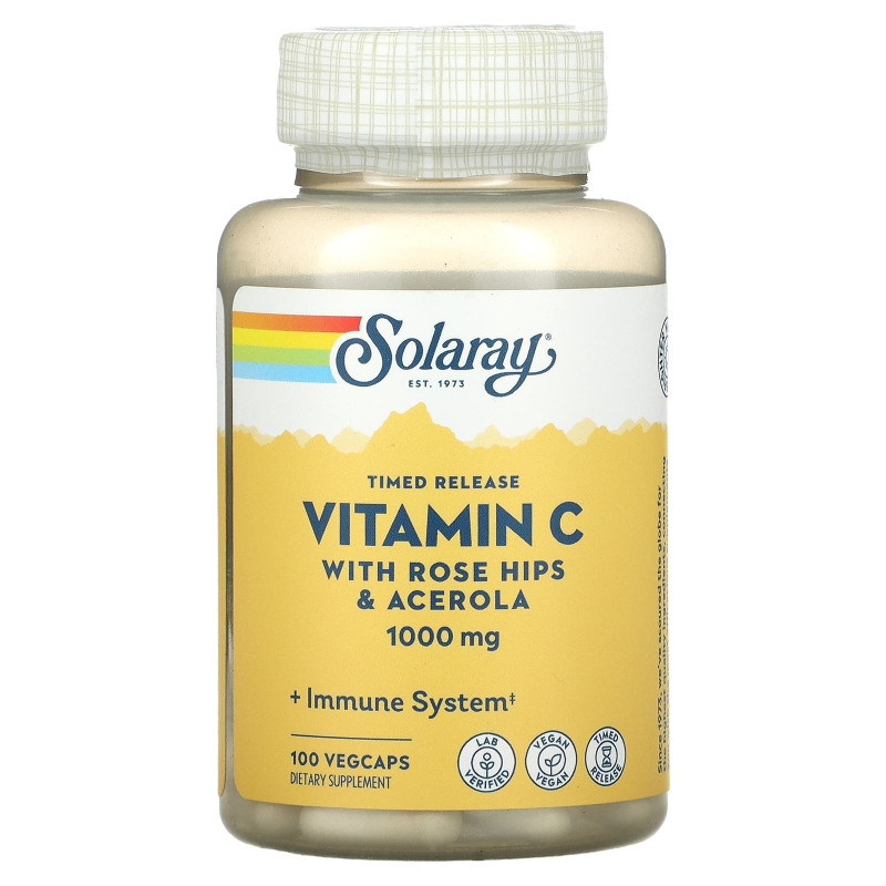Вітамін С, Vitamin C, Solaray, двофазне вивільнення, 1000 мг, 100 капсул