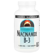 Ніацинамід (В3), Niacinamide, B-3, Source Naturals, 1500 мг, 100 таб.