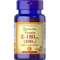 Витамин Е, Vitamin E, Puritan's Pride, 180 мг (400 МЕ), 50 гелевых капсул