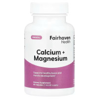 Кальцій та магній, Prenatal Calcium + Magnesium, Fairhaven Health, пренатальний, 60 капсул