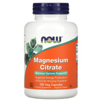 Магній цитрат, Magnesium Citrate, Now Foods, 400 мг, 120 рослинних капсул (133 мг в одній капсулі)
