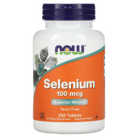 Селен, Selenium, Now Foods, без дрожжей, 100 мкг, 250 таблеток