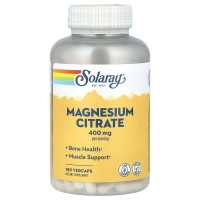 Магній цитрат, Magnesium Citrate, Solaray, 400 мг, 180 вегетаріанських капсул (133 мг на капсулу)
