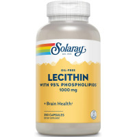 Лецитин из сои, Lecithin, Solaray, без масла, 500 мг, 250 капсул