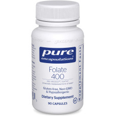 Фолат, Folate, Pure Encapsulations, с метилфолатом L-5-MTHF для поддержки здоровья сердечно-сосудистой, клеточной и нервной систем, 400 мкг, 90 капсул