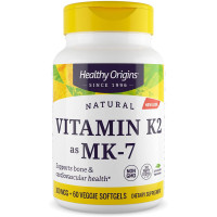 Витамин K2 в форме MK7, Vitamin K2 as MK-7, Healthy Origins, 100 мкг, 60 вегетарианских мягких капсул