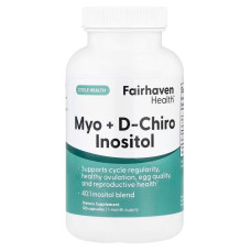 Міо-інозитол + D-хиро інозитол, Myo + D-Chiro Inositol, Fairhaven Health, 120 капсул