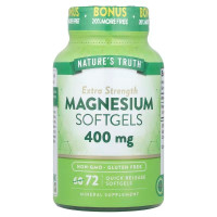 Магний, Magnesium, Nature's Truth, экстра сила, 400 мг, 72 гелевых капсул быстрого высвобождения