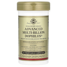 Пробіотики дофілус, Advanced Multi-Billion Dophilus, Solgar, комплекс, 60 рослинних капсул