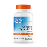 Коллаген 1 и 3 типа, Types 1 and 3 with Peptan, Doctor's Best, с пептаном и витамином C, 500 мг, 240 капсул (125 мг в капсуле)
